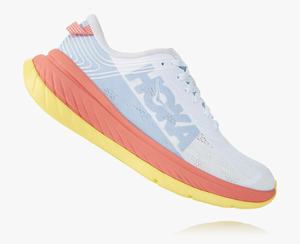 Hoka One One Women's Carbon X Road Running Shoes White/Pink Clearance [QMVBT-6538]